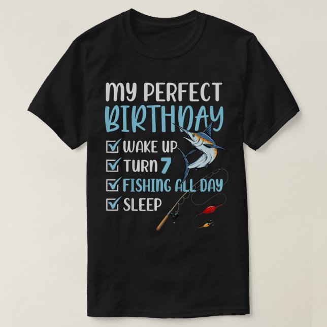 Kids 7 Year Old Fishing Birthday Party 7th Boy Bda T-Shirt (Design Front)