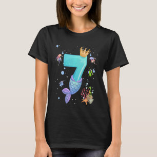 Kids 7 year old girl party celebrate mermaid tail T-Shirt