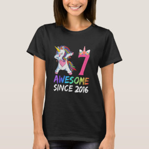 Kids 7 Year Old  Girls Teens Dabbing Unicorn 7th B T-Shirt