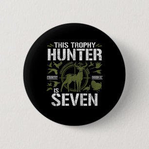 Kids 7 Year Old Hunting Birthday Party Duck Deer H 6 Cm Round Badge