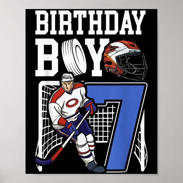 Kids 7 Year Old Ice Hockey Themed Birthday Party 7 Poster (Front)