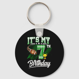 Kids 7 Year Old Its My 7th Birthday Football Theme Key Ring