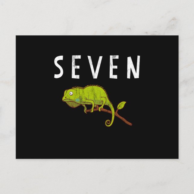 Kids 7 Year Old Lizard Reptile Birthday Party 7Th  Postcard (Front)