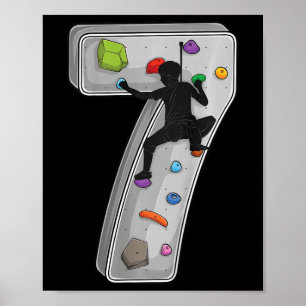 Kids 7 Year Old Rock Climbing 7th Birthday Adventu Poster