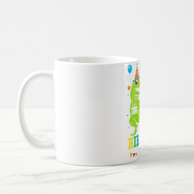 Kids 7 Year Old Shirt 7th Birthday Boy T Rex Dinos Coffee Mug (Left)