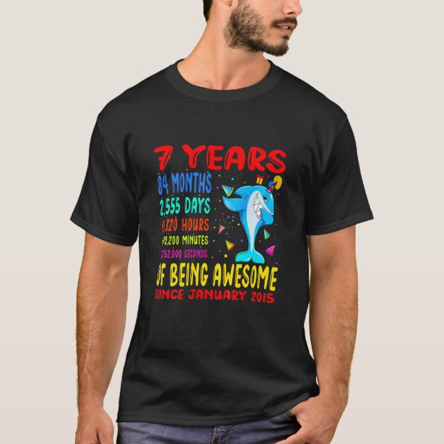 Kids 7 Years Of Being Awesome 7Th Birthday Kid Dab T-Shirt (Front)