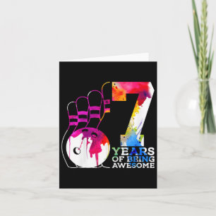 Kids 7 Years Of Being Awesome Bowling 7th Birthday Card