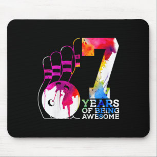 Kids 7 Years Of Being Awesome Bowling 7th Birthday Mouse Pad
