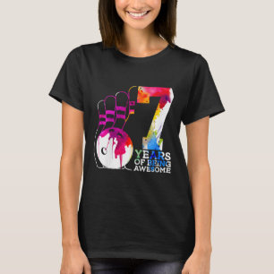Kids 7 Years Of Being Awesome Bowling 7th Birthday T-Shirt