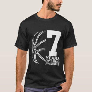 Kids 7 Years Of Being Awesome Bysketbyll 7th Birth T-Shirt