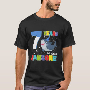 Kids 7 Years Of Being Jawsome Awesome Shark 7Th Bi T-Shirt