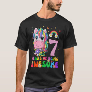 Kids 7 Years Old  7th Birthday Girl Princess Unico T-Shirt