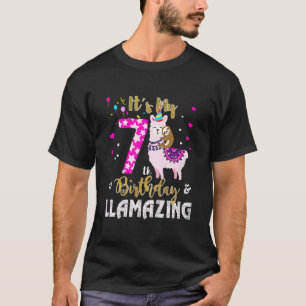 Kids 7 Years Old and Llamazing 7th birthday sloth T-Shirt