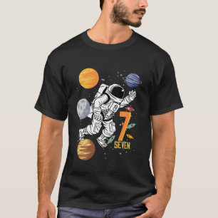 Kids 7 Years Old Birthday Boy Astronaut Space 7Th T-Shirt