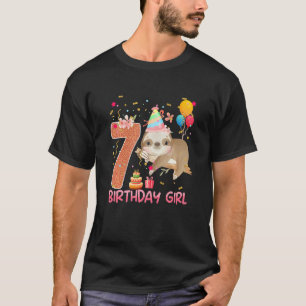 Kids 7 Years Old Birthday Girl Sloth 7th Birthday T-Shirt