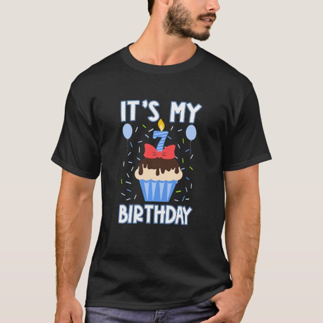 Kids 7 Years Old Boy It's My 7th Seventh Birthday  T-Shirt (Front)