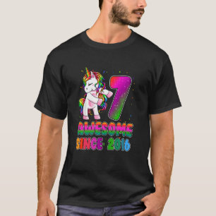 Kids 7 Years Old Unicorn Flossing 7th Birthday Gir T-Shirt