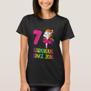 Kids 7 Years Old Unicorn Flossing 7th Birthday Gir T-Shirt