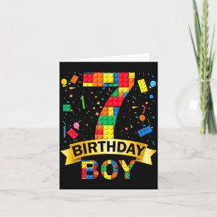 Kids 7rd birthday boy 7 year old building blocks card