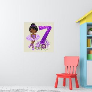 Kids 7th African American Ballet Dancer Birthday 7 Poster