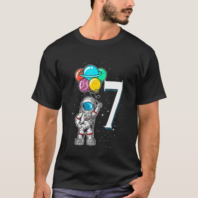 Kids 7th Birthday Astronaut Birthday Boy Galaxy Ou T-Shirt (Front)