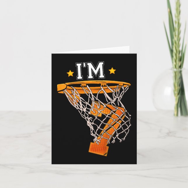 Kids 7th Birthday Basketball  I'm 7 Boy Girl 6th B Card (Front)