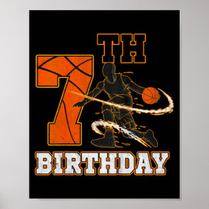 Kids 7th birthday basketball kids boys men sport t poster