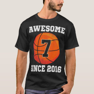 Kids 7th Birthday Basketball Lover 7 Years Old Vin T-Shirt