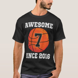 Kids 7th Birthday Basketball Lover 7 Years Old Vin T-Shirt
