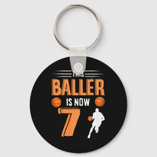 Kids 7th Birthday Basketball - This Baller Is Now Key Ring