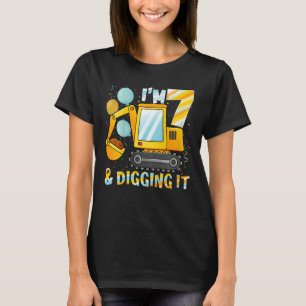 Kids 7th Birthday Boy 7 Year Old Construction Truc T-Shirt