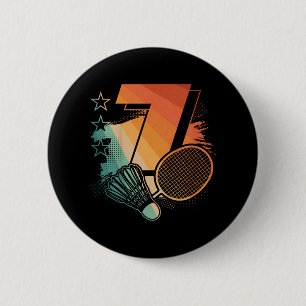 Kids 7th Birthday Boy Badminton Player Badminton 7 6 Cm Round Badge