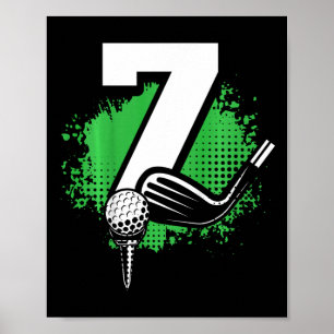 Kids 7th Birthday Boy Golf Player Golf 7 Years Old Poster
