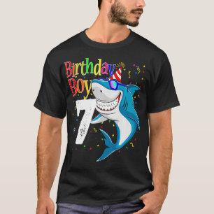Kids 7th Birthday Boy Shark s JawSome Seven Boys T-Shirt