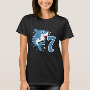 Kids 7th Birthday Boys Shark 7 years Old Ocean Sha T-Shirt