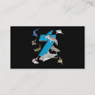 Kids 7th Birthday Boys Shark White Shark Enclosure Card
