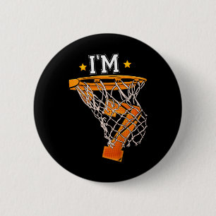 Kids 7th Birthday Bysketbyll I'm 7 Boy Girl 6th Bi 6 Cm Round Badge