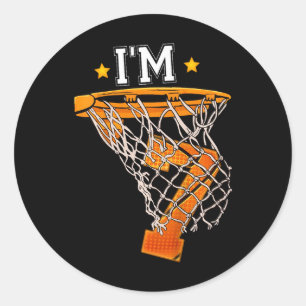 Kids 7th Birthday Bysketbyll I'm 7 Boy Girl 6th Bi Classic Round Sticker
