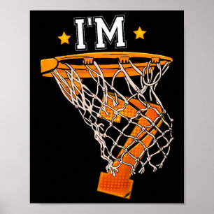 Kids 7th Birthday Bysketbyll I'm 7 Boy Girl 6th Bi Poster