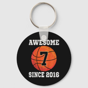 Kids 7th Birthday Bysketbyll Lover 7 Years Old Vin Key Ring
