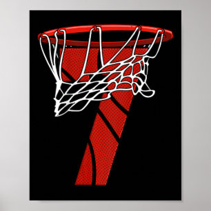 Kids 7th Birthday Bysketbyll - Seven Years Gift Fo Poster