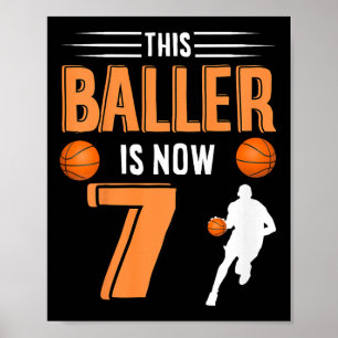 Kids 7th Birthday Bysketbyll - This Byller Is Now  Poster