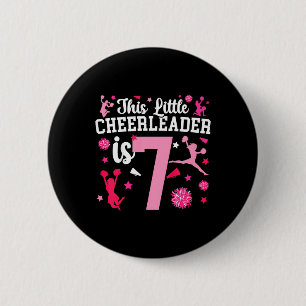 Kids 7th Birthday Cheerleading Girl Seven Year Old 6 Cm Round Badge
