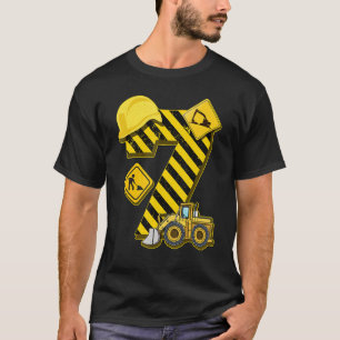 Kids 7th Birthday Digger I 7 Years Builder Excava T-Shirt
