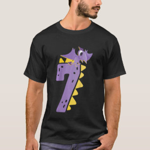 Kids 7th Birthday Dinosaur Pre Historic Theme Birt T-Shirt