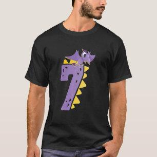 Kids 7th Birthday Dinosaur Pre Historic Theme Birt T-Shirt