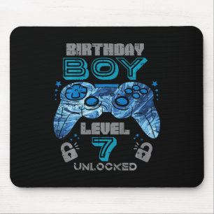 Kids 7th Birthday Gamer Level 7 Unlocked Video Gam Mouse Pad