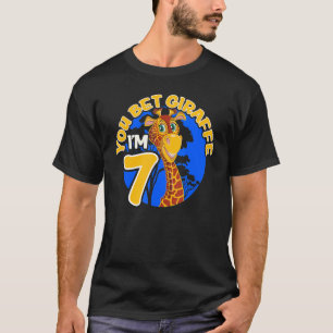 Kids 7th Birthday Giraffe Zoo Theme Birthday Part T-Shirt