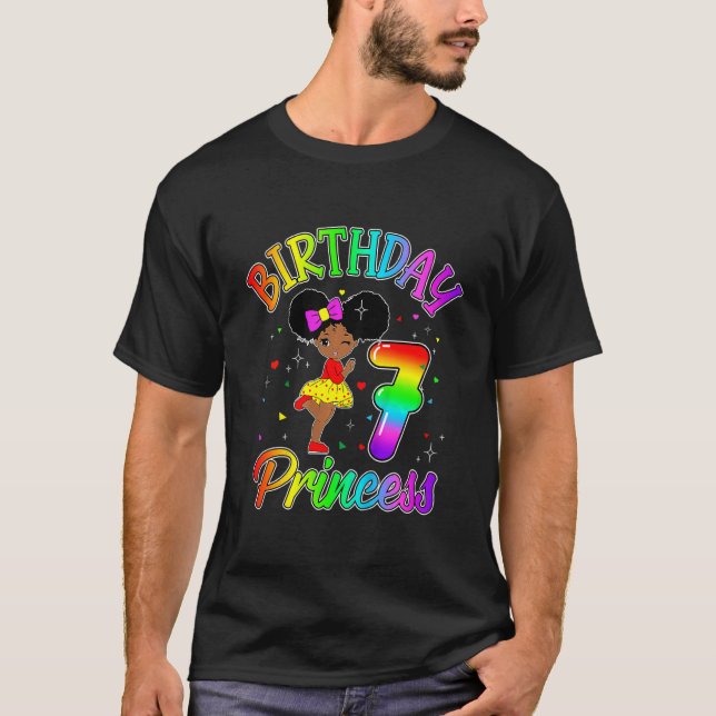 Kids 7th Birthday Girl Outfit Black Melanin Prince T-Shirt (Front)