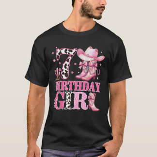 Kids 7th Birthday Girl Rodeo Western Cowgirl Birth T-Shirt